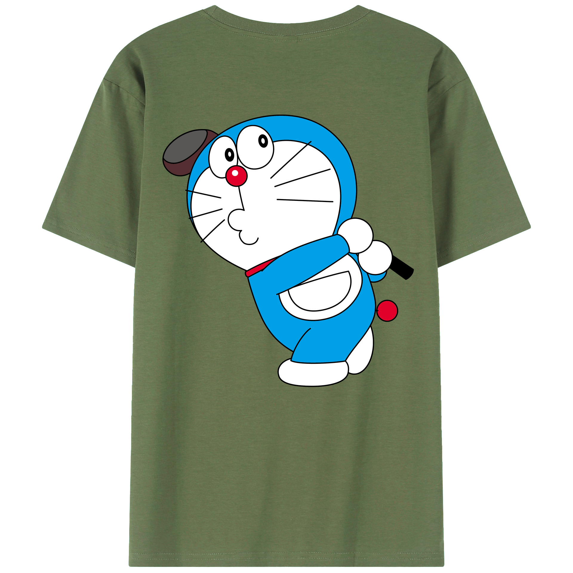 （画像用） ドラえもん Doraemon 綿100％ メンズ半袖Tシャツ（バックプリント） 通気性